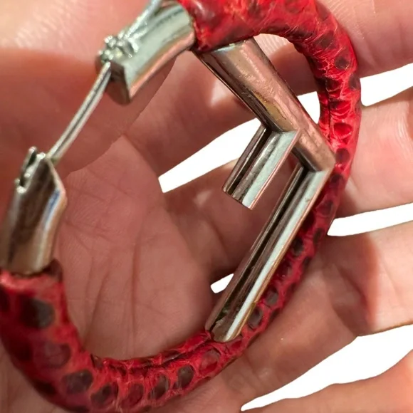 Fendi Red and Gold Hoop Earrings - Picture 7 of 7